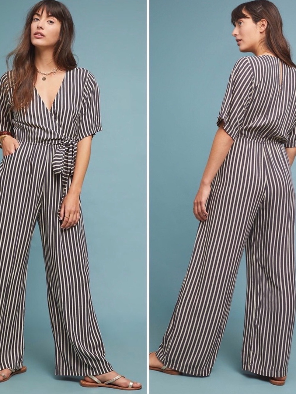 Beachgold Lillia Striped Jumpsuit‎ Sz M